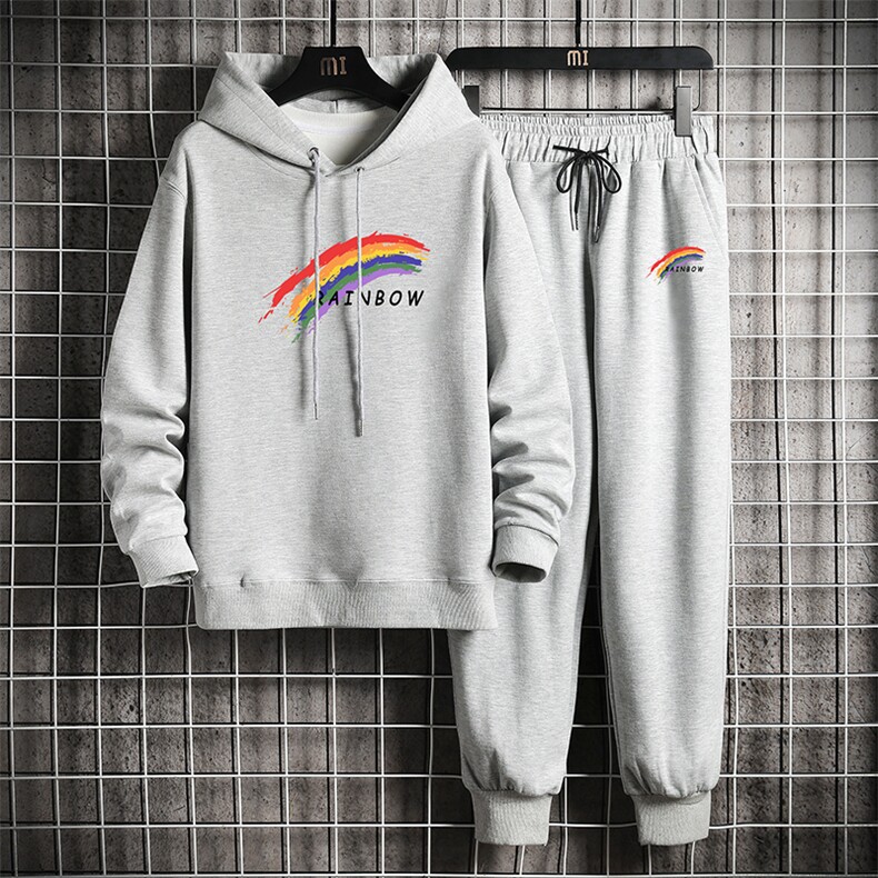 TL8064-P80 连帽卫衣套装男运动套装两件套长袖运动服 网格挂拍图片