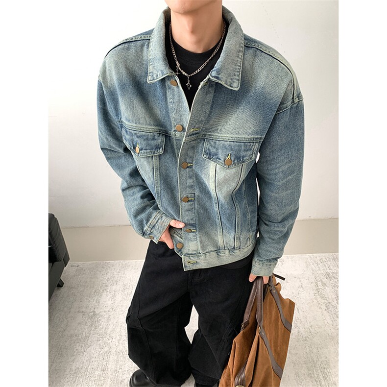 美式复古水洗做旧牛仔夹克潮流宽松休闲外套,男装工装外套,星座410-6（原星座1304-1）