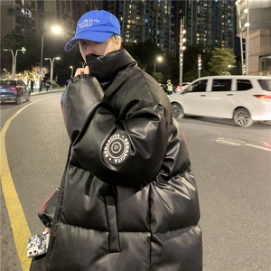 PU皮棉服冬季宽松港风棉衣立领冬装棉袄PM01-P115限158抖音控178图片