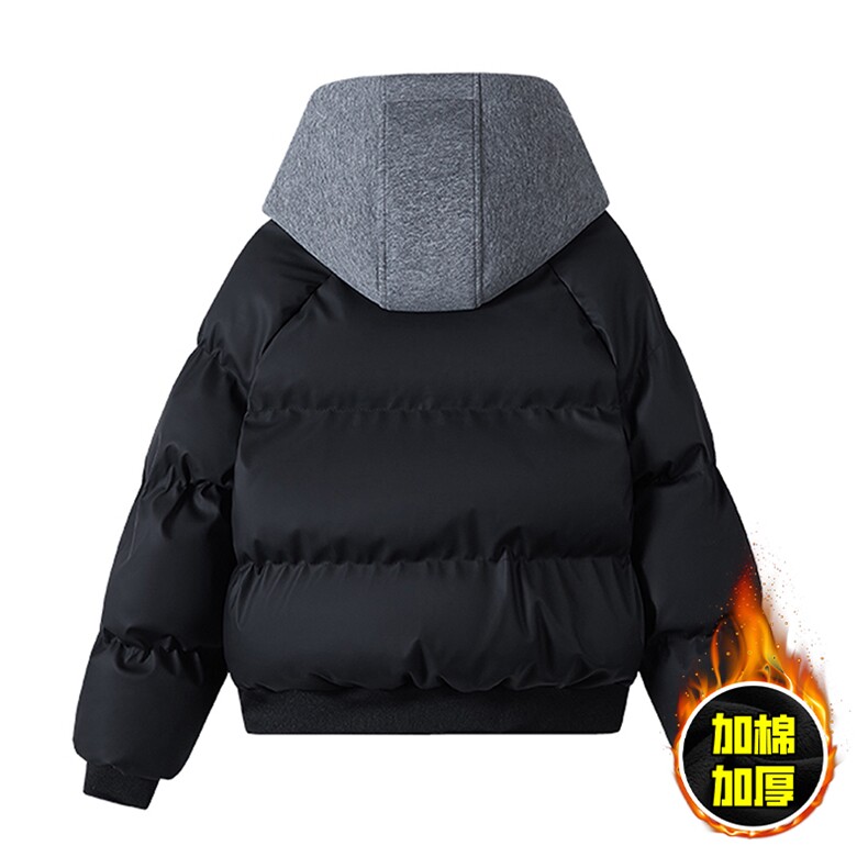 现货高品质重磅工艺美式高街假两件PU皮棉衣男女加厚棉服外套,男装棉衣,电商A443