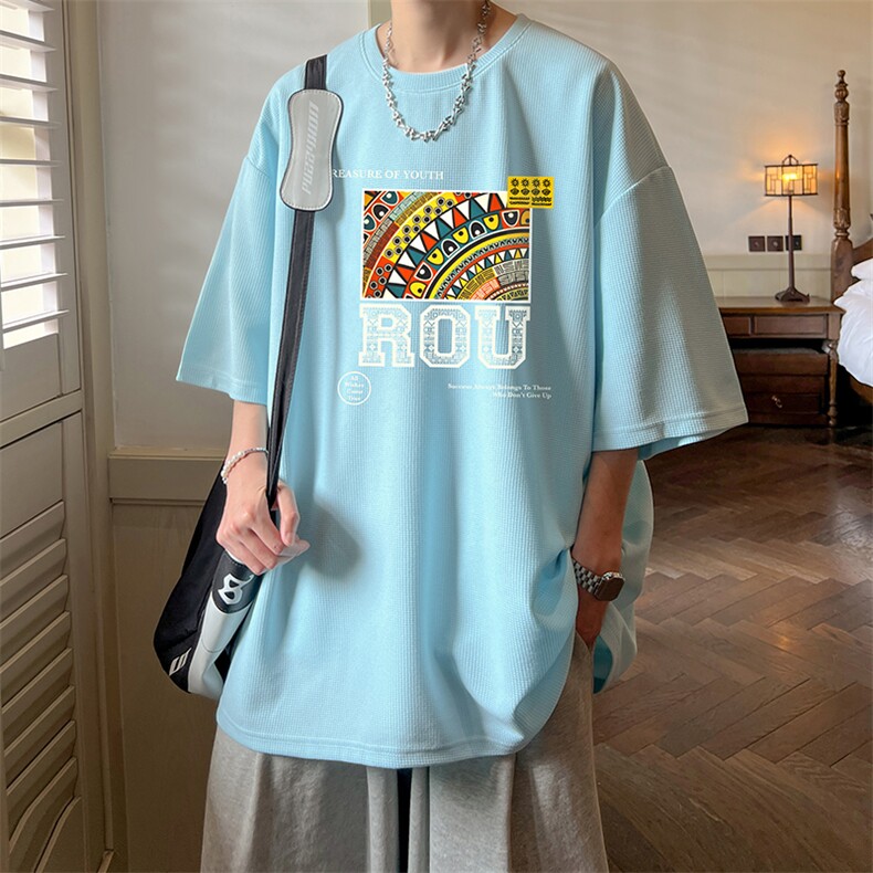 华夫格t恤男短袖男大码五分袖酒店风HT73370-P22,男装T恤,电商A040