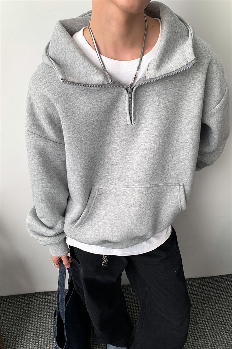 连帽加绒奥粒绒卫衣重磅无帽绳500克拉链硬挺外套男RH5305JR-P59,女装短外套,星座610B-1