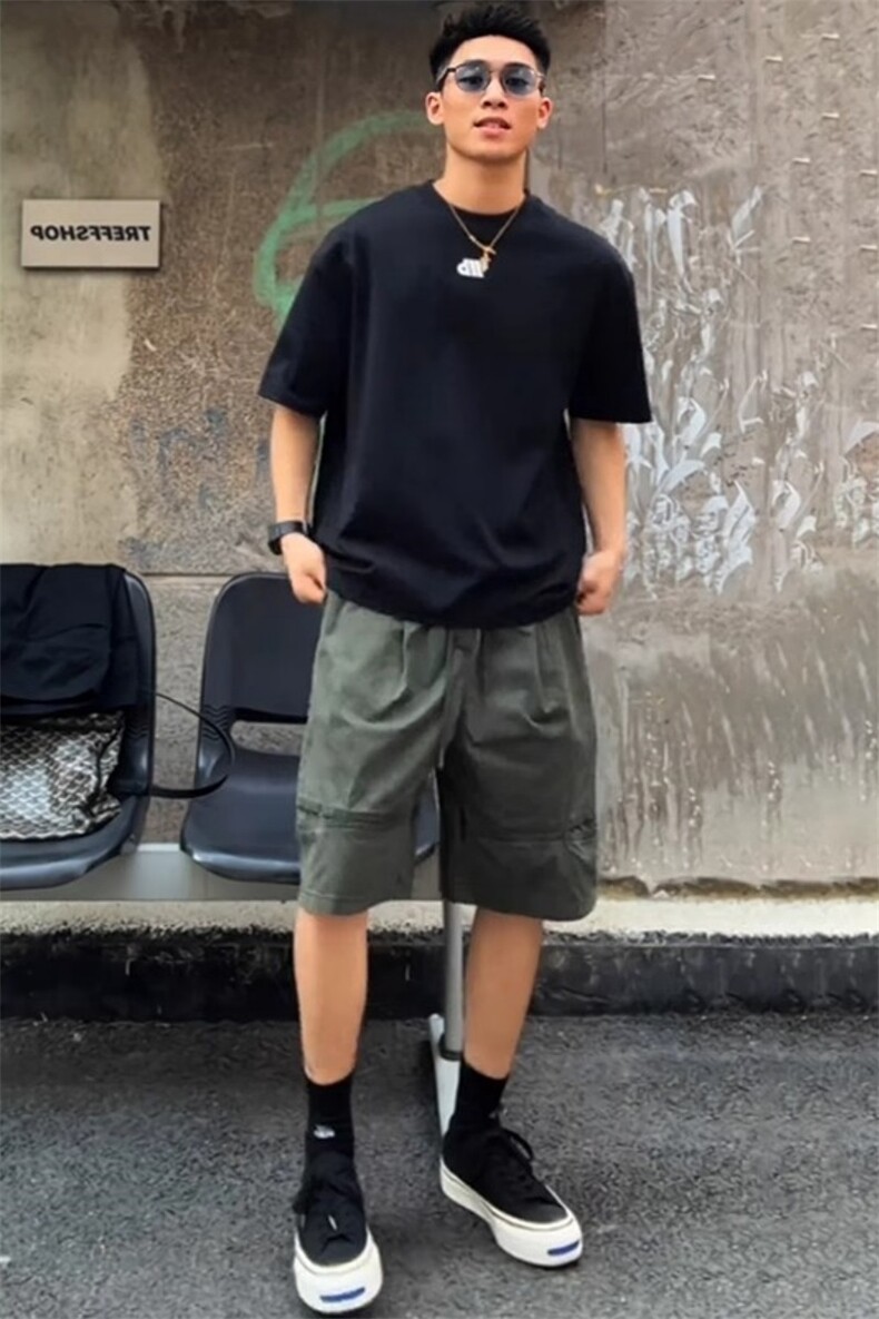 网图慎用短裤男夏季潮牌高级感纯棉宽松休闲五分裤310A-DK18-P30,男装牛仔裤,四季星座310A