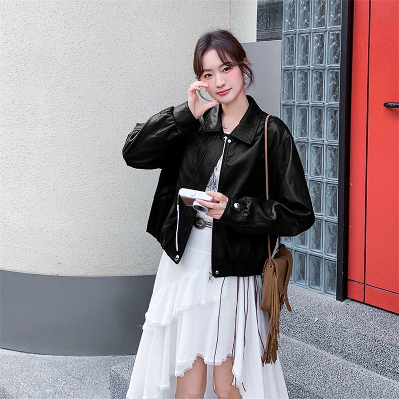 春季新款大货2026韩系复古皮衣外套女机车服M2605P160K258,女装短外套,2C268
