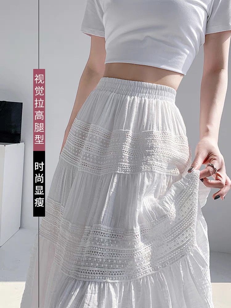 2025法式高腰蕾丝拼接气质半身裙百搭,女装半身裙,东正羊绒