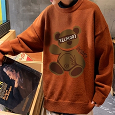 1港风新款宽松休闲中性情侣潮流印花毛衣男外套7788P48加绒P55，男装针织衫/毛衣，星座226-2