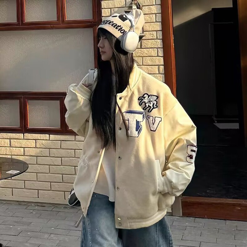 2025春秋季新款青少年男女生宽松夹克美式刺绣棒球服外套上衣潮流,女装短外套,星座218-8