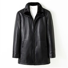 AL28001男式冬季头层绵羊皮水貂内胆派克服皮衣男夹克P1900,男装皮衣,电商B360