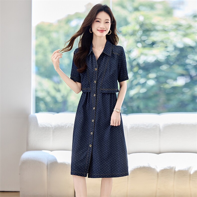 现货牛仔连衣裙,女装连衣裙,韩派
