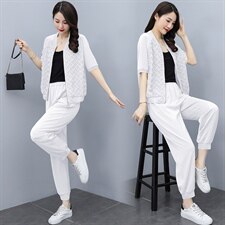 2021夏季新款编织潮流个性简约套装/套裙两件套舒适宽松柔软，女装套装/套裙，仟媚宠