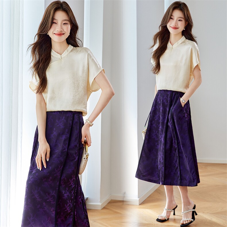 新中式国风套装女2025年夏季新款高级感减龄改良旗袍马面裙两件套，女装套装/套裙，新依时派