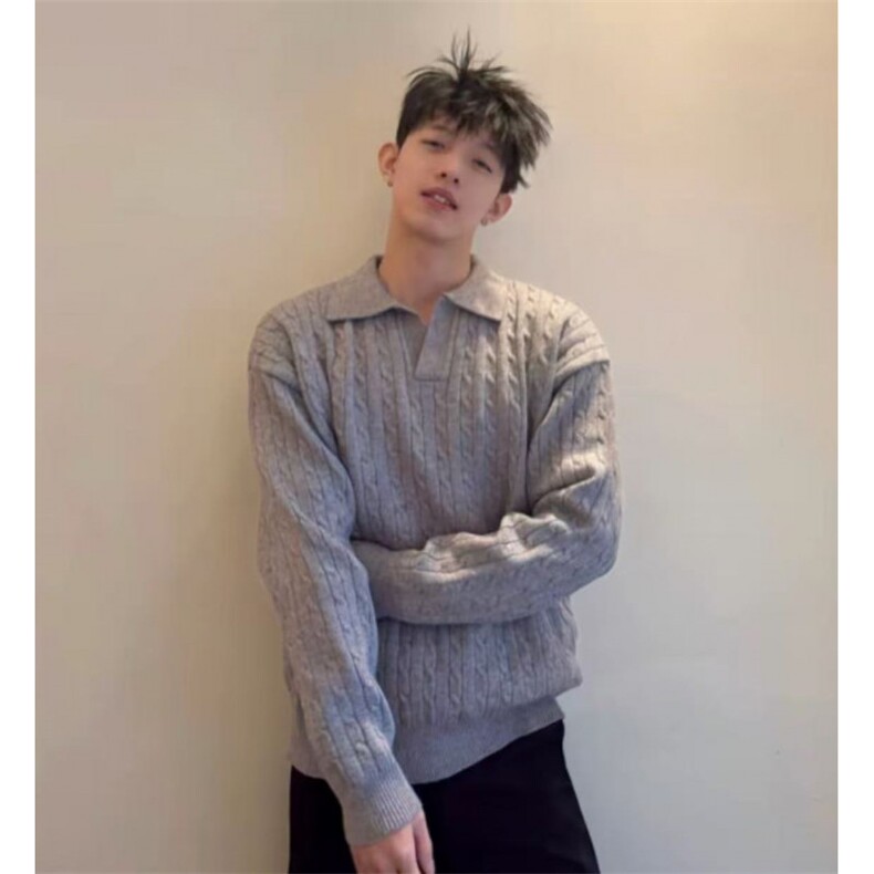网图慎用B216D1201P75港风图男士海鸥领老钱风毛衣,男装针织衫/毛衣,电商B216（原B302）
