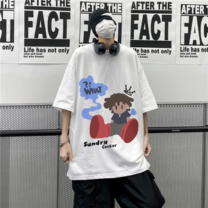 春夏重磅纯棉卡通印花短袖T恤大码M~5XL XZ604-DT207-P35控48图片
