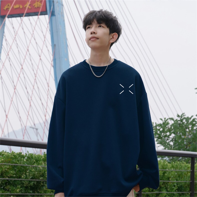 抖音品质秋季新款重磅简约百搭仿棉圆领卫衣wycm8228-特批28控49,男装卫衣,星座605(原A050)
