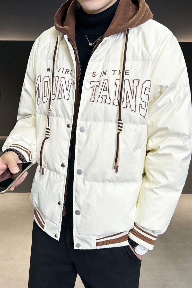 2025新款男士羽绒服假两件连帽外套可脱卸帽B240-Y8065-P215,男装羽绒服,电商B240