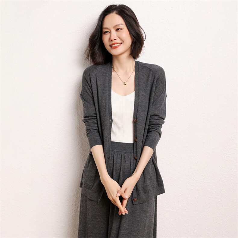 68支精纺纯山羊绒开衫外套女薄款24秋装新款宽松女士针织外搭,女装羊绒衫,江帆羊绒