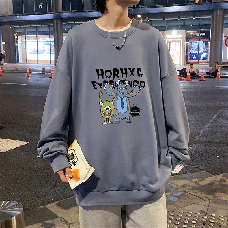 S6048-P28加绒款-P33秋季圆领卫衣男大码韩版宽松长袖外套,男装卫衣,电商A040