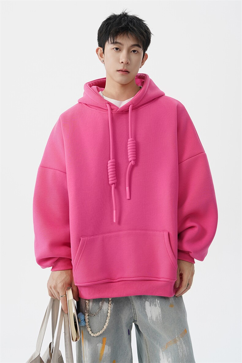 高克重卫衣男连帽卫衣纯色粗绳大帽衫情侣装休闲外套WY19P58,男装卫衣,电商D206-1