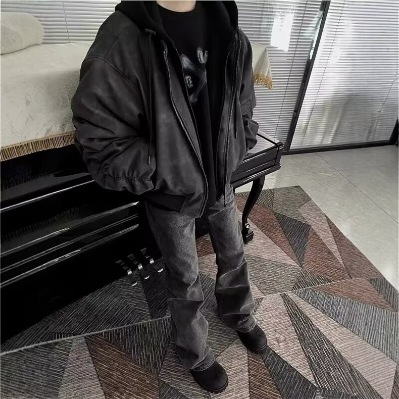 现货DW704-特批68美式复古假两件飞行员皮衣夹克,男装夹克,星座603-2