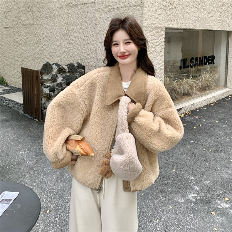新款双面穿皮毛一体外套2D035-25141P195K288,女装短外套,2D035