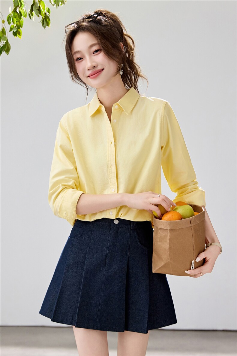 2026春夏新款黄蓝条纹衬衫女宽松显瘦元气少女感衬衣显白温柔风,女装衬衫,艾米