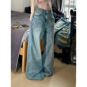 有货DA9161-特批50重工满天星烫钻牛仔裤女2026春季图片