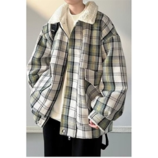羊羔毛绒棉衣外套男潮牌秋冬加厚小香风格子情侣棉服TT8029P88，男装棉衣，星座1013-5