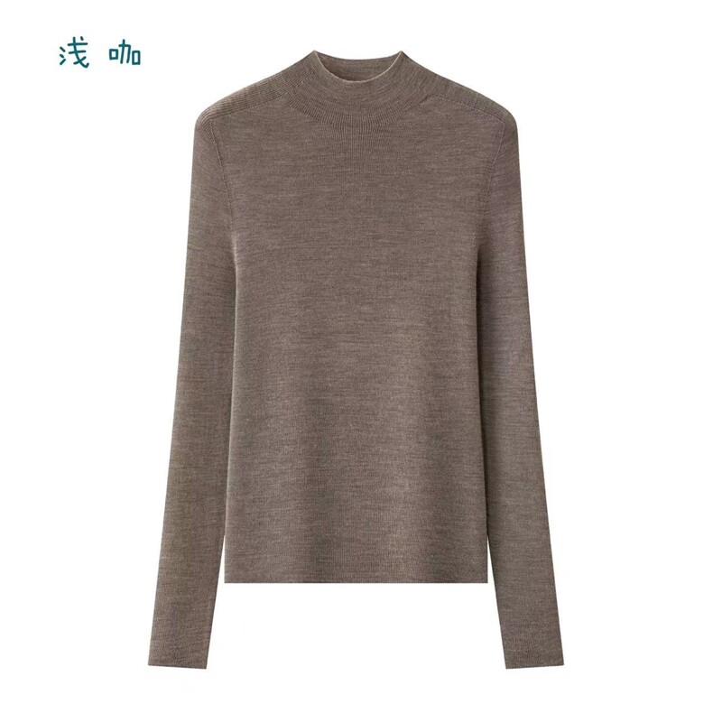 2025年秋季套头时尚百搭通勤简约休闲半高领，女装针织衫/毛衣，万禾羊绒