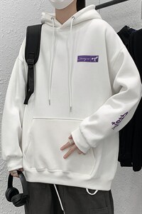 秋装新款港风情侣卫衣男字母印花设计连帽宽松外套 WY801P48控68图片