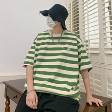 纯棉条纹短袖t恤夏季圆领宽松半袖上衣男HD045-301-P35控58，男装T恤，星座914-4