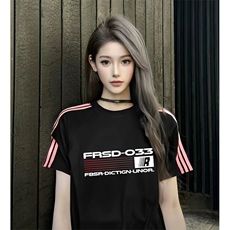 抖音得物品质二开240克宽松纯棉美式潮牌印花三条杠中性风短袖T恤，男装T恤，电商A486