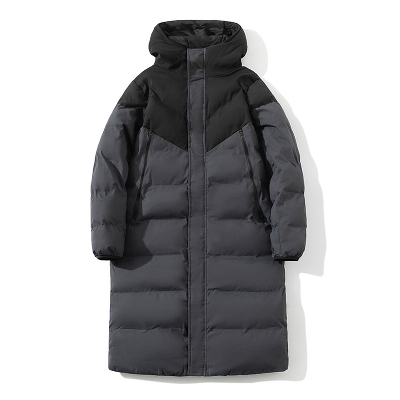 新款长棉服冬季拼色长款加厚连帽情侣装加长宽松棉袄MY8854-P130图片