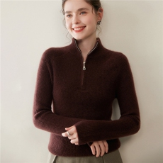 2025年秋季新款百搭女士半高拉链套头衫，女装羊绒衫，奥帆羊绒