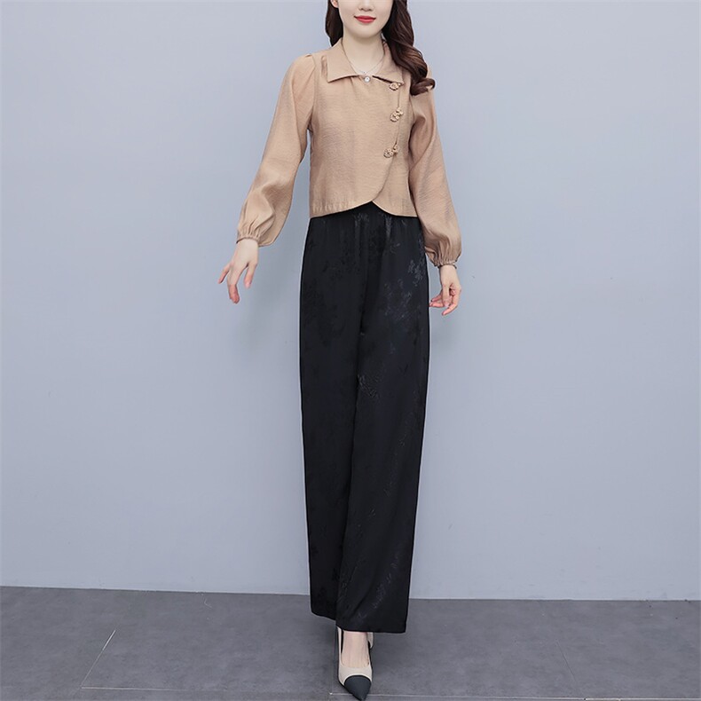 芷墨新款时尚复古俩件套套装中式盘扣上衣裤子套装改良日常汉服女,商品下架区,芷墨服饰
