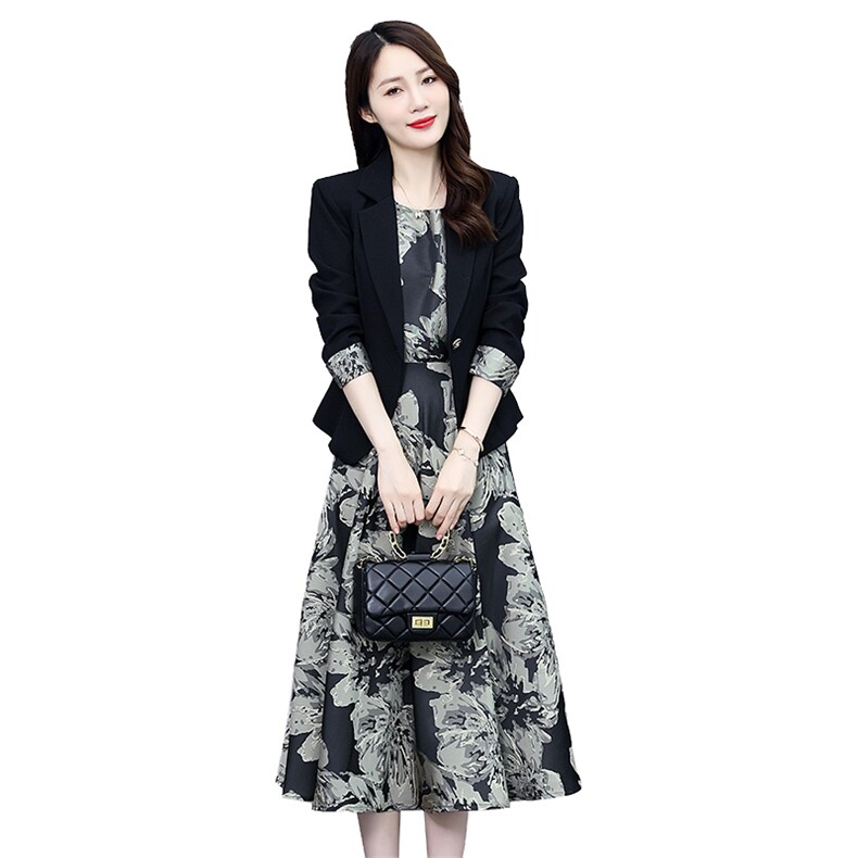 广州十三行爆款西装套装连衣裙女2025早春秋新款时尚长袖高档裙子,女装套装/套裙,时尚风爆