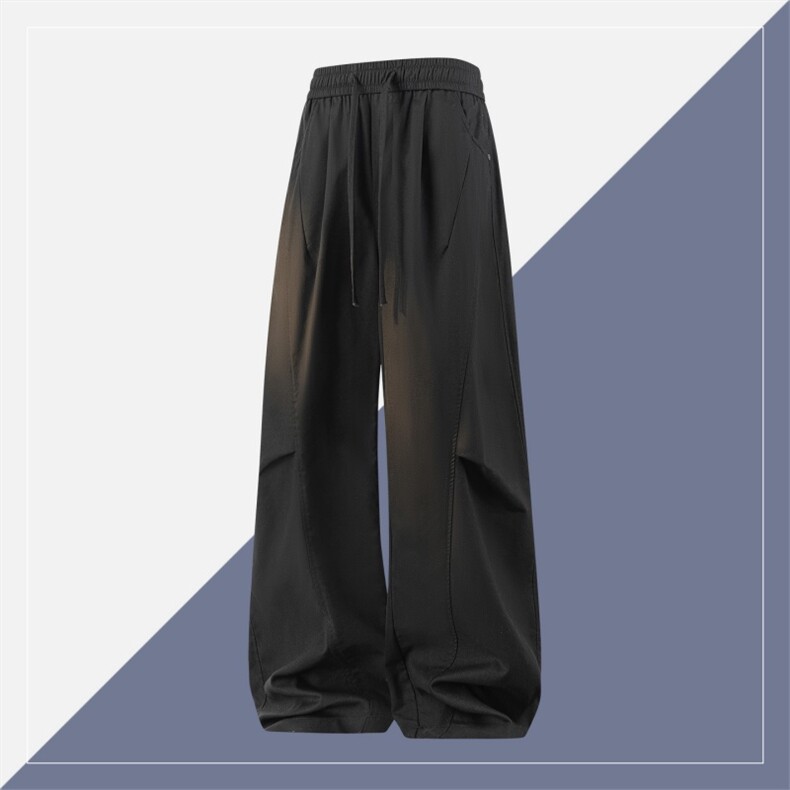 高品质鱼骨纹休闲亚麻棉裤新款宽松直筒裤A436-26011-P5085，男装棉裤，电商A436