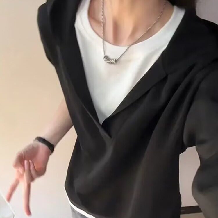 现货DWY715-特批55高质量广东原厂货新款假两件V领连帽,男装卫衣,星座603-2