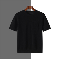 夏季新款简约纯棉镂空带兜短袖男宽松百搭显瘦时尚休闲上衣，男装T恤，牧绒家园