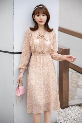 【现货】春季新款飘带碎花连衣裙淑女，女装连衣裙，笑思源