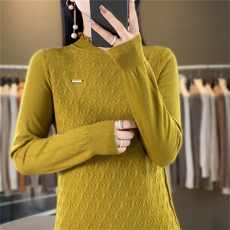时尚百搭黑色高领毛衣女秋冬新款修身显瘦长袖针织衫打底衫上衣,针织衫/毛衣,暖姿羊绒