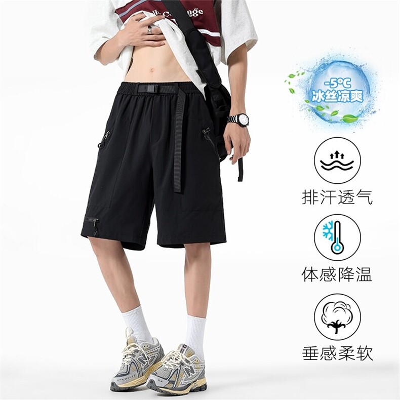 特批P29无差价夏季美式大口袋拼接拉链凉感冰丝工装短裤男DK5816,男装休闲裤,电商A001-1