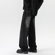 8XL-M高街做旧闪电纹牛仔裤大码潮牌美式复古扎染裤子NZ9006/P65，男装牛仔裤，电商B238