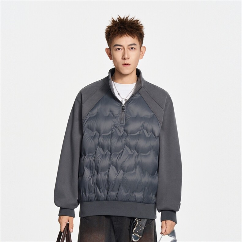 冬季美式套头立领拼接轻薄保暖羽绒服90白鸭绒XZ309Y95731P96，男装羽绒服，星座309（原A406）