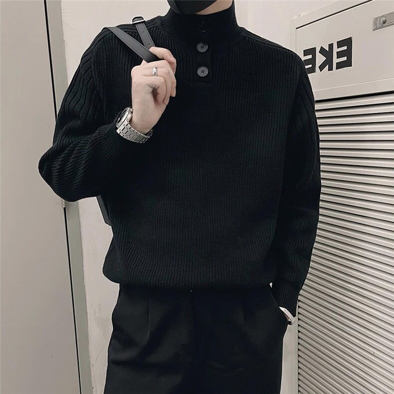 1506-1/QMY220/P54秋冬季针织男半高领纽扣毛衣百搭潮牌冬季,男装针织衫/毛衣,星座1506