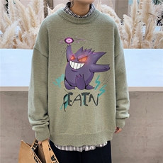 1港风圆领中性情侣潮流大码M-5XL印花加厚毛衣男7633P48加绒P55，男装针织衫/毛衣，星座226-2