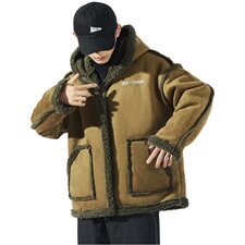 秋冬季新款皮毛一体潮流时尚羊羔毛连帽休闲棉衣男外套MY13/P115，男装棉衣，星座608A