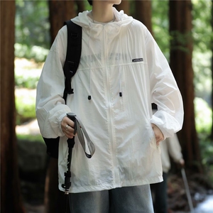 夏薄防晒衣男户外纯色冲锋衣外套美式痞帅连帽防晒服夹克FS77 P40图片