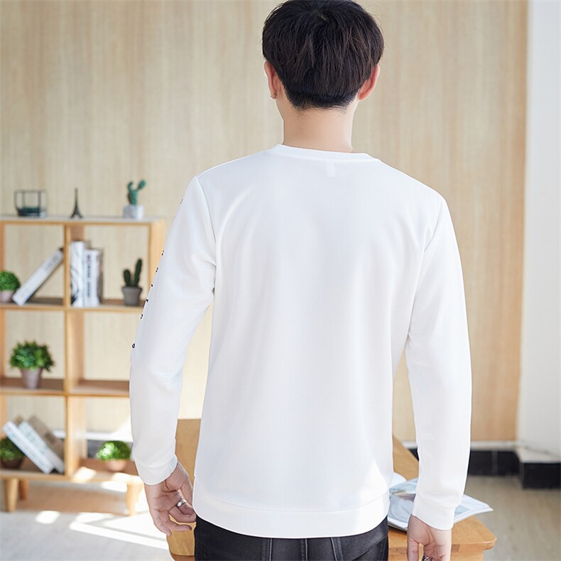 长袖男卫衣男t恤男外贸直筒园领套头印花刺绣彩带潮黑色723,男装卫衣,星座1207