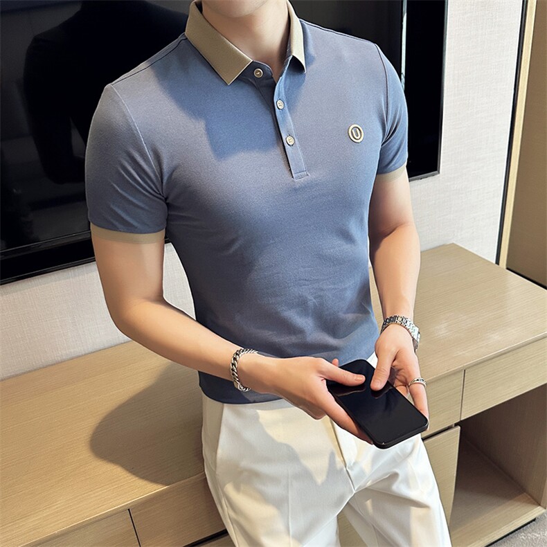 抖音！！现货主推夏季短袖翻领Polo衫5色大码半袖T066-特P40,男装T恤,电商D342