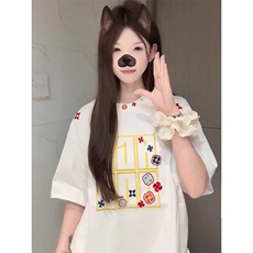 万针全刺绣工艺抖音得物高品质260克重磅纯棉双纱美式高街短袖T恤，男装T恤，电商A486
